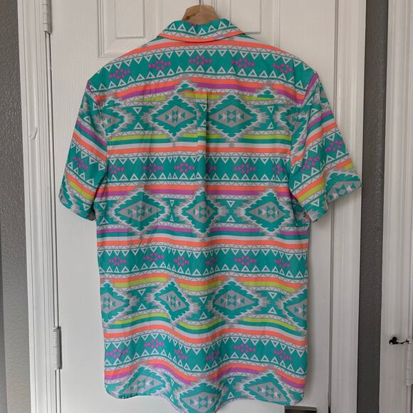 Chubbies Aztec Print Short Sleeve Button-Down Shirt Men’s Large - Picture 2 of 3